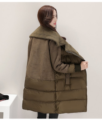 中長(zhǎng)款2016年冬季時(shí)尚純色通勤西裝領(lǐng)棉衣/棉服優(yōu)雅